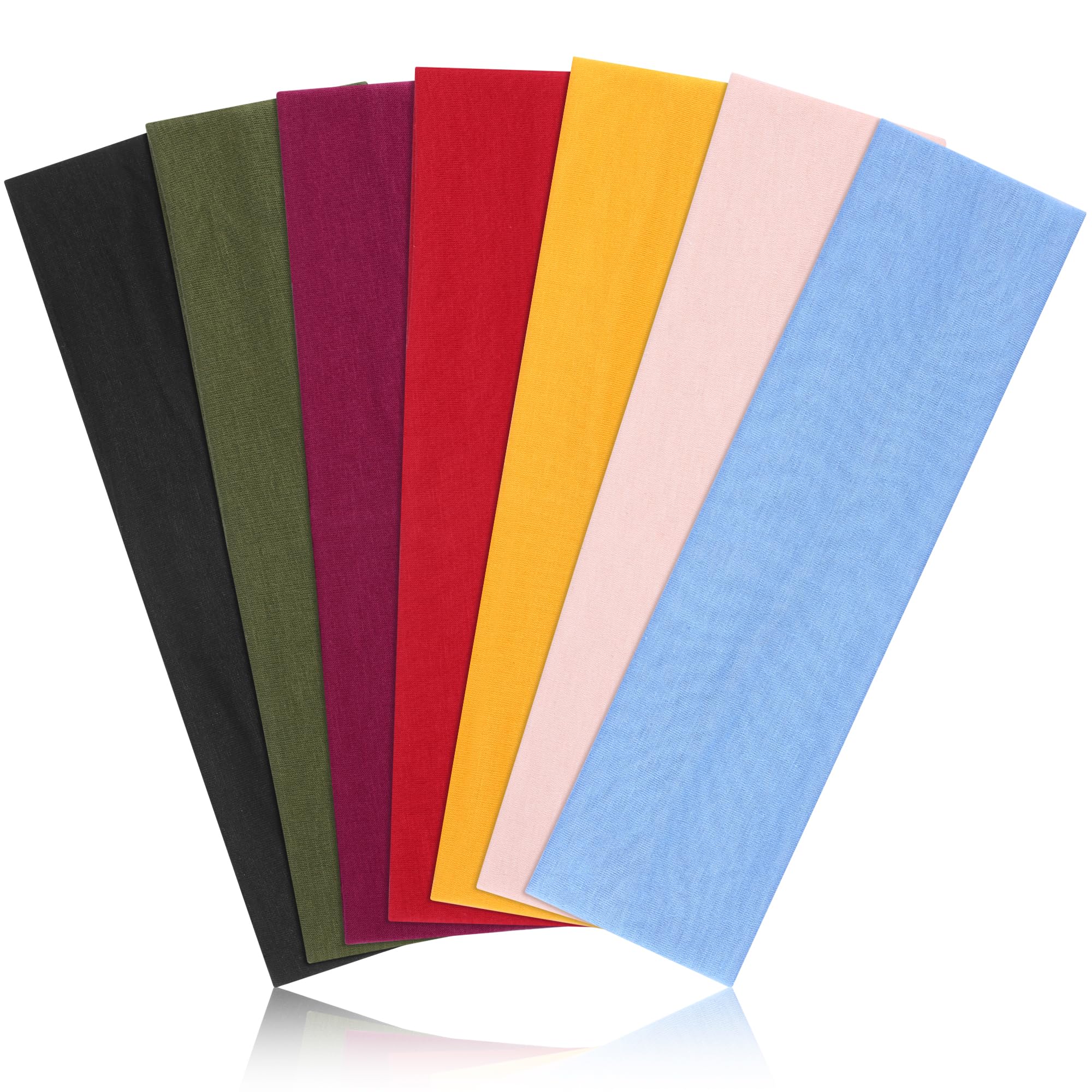 DiyJibb Headbands for Women, Stretchy Non Slip Soft Cotton Cloth Hair Bands for Sports, Workout, Yoga and Running, 7pcs (Black, Military Green, Burgundy, Bright red, Orange, Flesh)